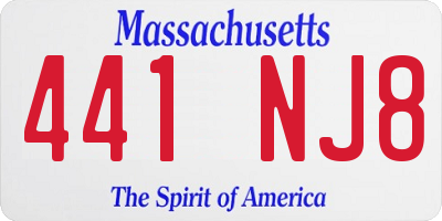 MA license plate 441NJ8