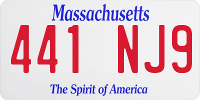 MA license plate 441NJ9