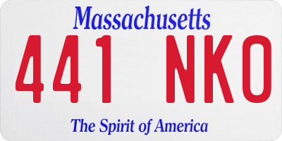 MA license plate 441NK0