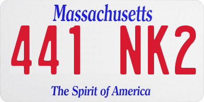 MA license plate 441NK2