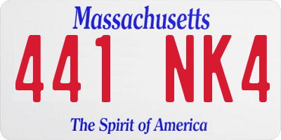 MA license plate 441NK4