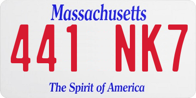 MA license plate 441NK7