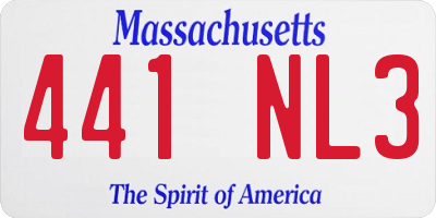 MA license plate 441NL3