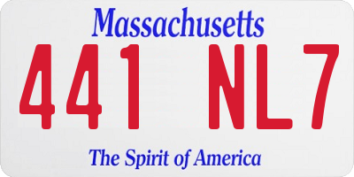 MA license plate 441NL7