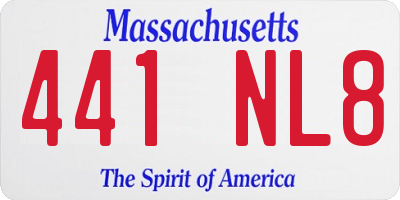 MA license plate 441NL8