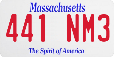 MA license plate 441NM3