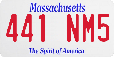 MA license plate 441NM5