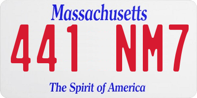 MA license plate 441NM7