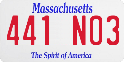 MA license plate 441NO3
