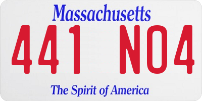 MA license plate 441NO4