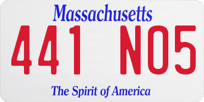 MA license plate 441NO5