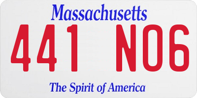 MA license plate 441NO6