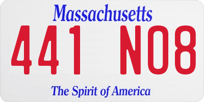 MA license plate 441NO8