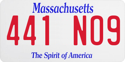 MA license plate 441NO9