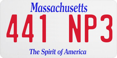 MA license plate 441NP3
