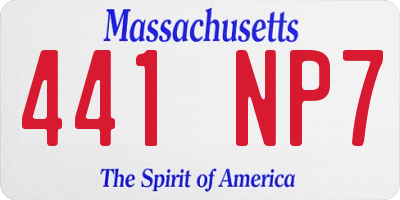 MA license plate 441NP7