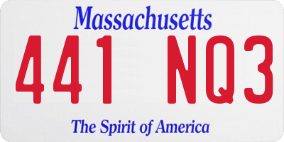 MA license plate 441NQ3