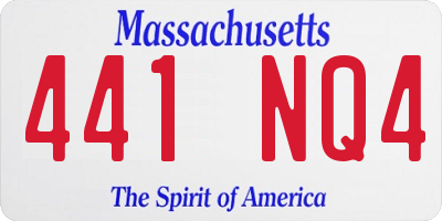 MA license plate 441NQ4