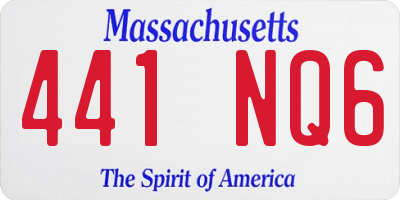 MA license plate 441NQ6