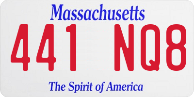 MA license plate 441NQ8