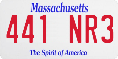 MA license plate 441NR3