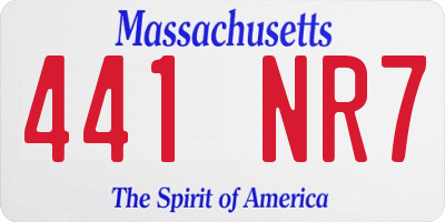 MA license plate 441NR7