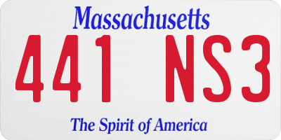 MA license plate 441NS3