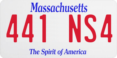 MA license plate 441NS4