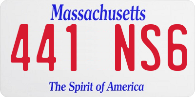MA license plate 441NS6