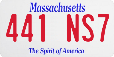 MA license plate 441NS7