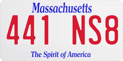 MA license plate 441NS8