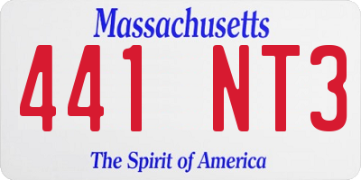 MA license plate 441NT3