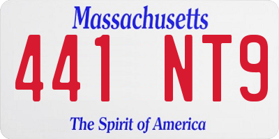 MA license plate 441NT9