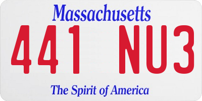 MA license plate 441NU3