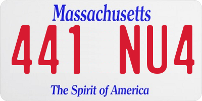 MA license plate 441NU4