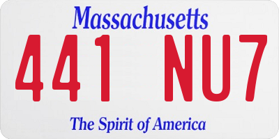 MA license plate 441NU7