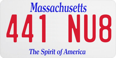 MA license plate 441NU8