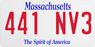 MA license plate 441NV3