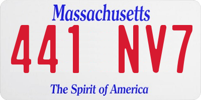 MA license plate 441NV7