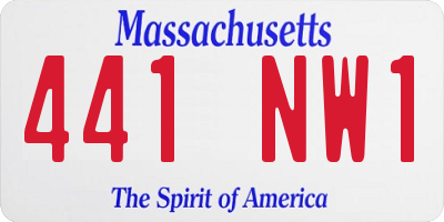 MA license plate 441NW1