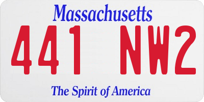 MA license plate 441NW2