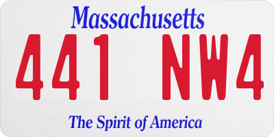 MA license plate 441NW4