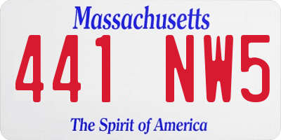MA license plate 441NW5