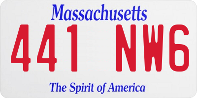 MA license plate 441NW6