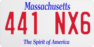 MA license plate 441NX6