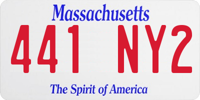 MA license plate 441NY2