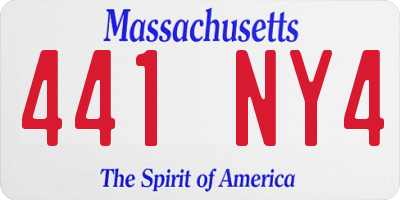 MA license plate 441NY4