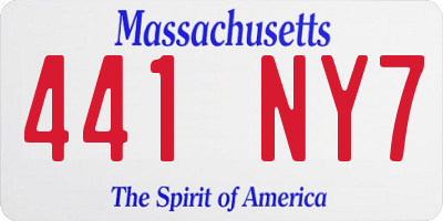 MA license plate 441NY7