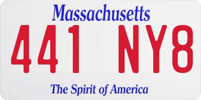 MA license plate 441NY8