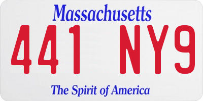 MA license plate 441NY9